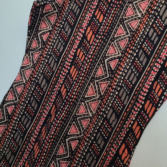 Forever 21 Tribal Burnt Orange Black Brown Bodycon Summer Mini Dress S - Picture 7 of 7